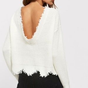 Low back white sweater